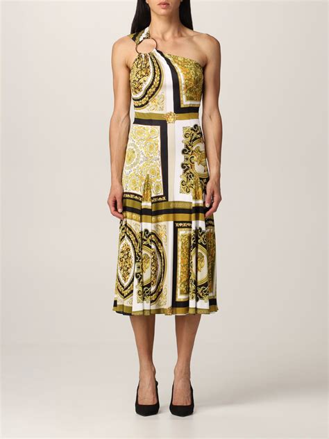 versace kleiderkreisel|Versace one shoulder dress.